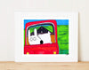 Matted Art Print | Stinky Dog Back Seat Driver