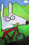 stinky dog on a bike