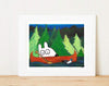 Matted Art Print | Stinky Dog In A Canoe