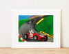 Matted Art Print | Stinky Dog Race Car Driver