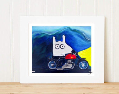 Matted Art Print | Stinky Dog Motorcycle