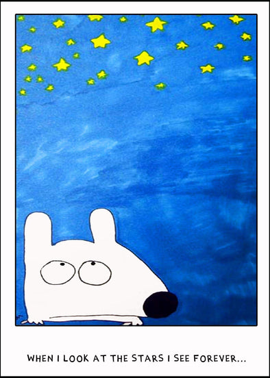 Stinky Dog greeting card looking at stars