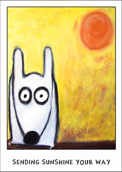 Stinky Dog greeting card in the sun