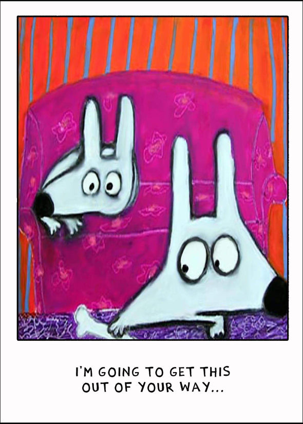 Stinky Dog greeting card stealing friends bone
