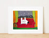 Matted Art Print | Stinky Dog At Home