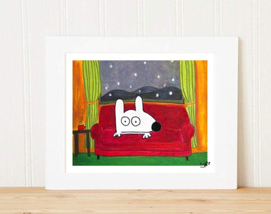 Matted Art Print | Stinky Dog At Home