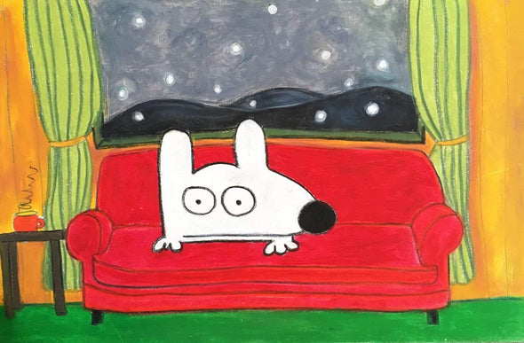 Stinky Dog-Original Art | Stinky at Home