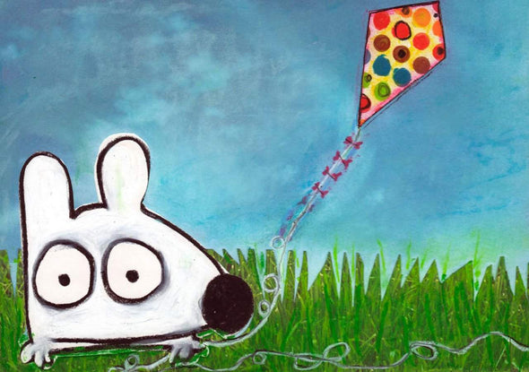Stinky Dog-Original Art | Stinky Flies A Kite