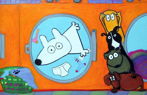 Stinky Dog-Original Art | Stinky Washing Machine