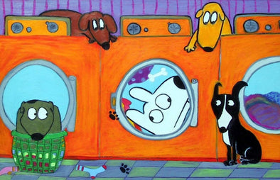 Stinky Dog-Original Art | Stinky In The Laundromat