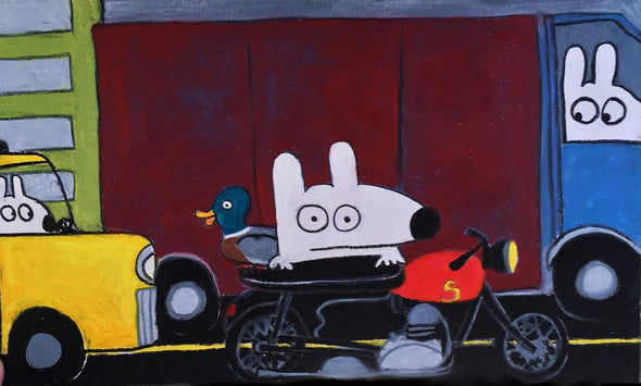 Stinky Dog-Original Art | Stinky In Traffic