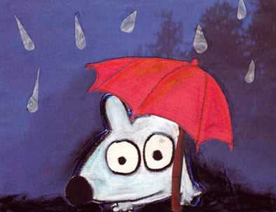 Stinky Dog-Original Art | Stinky In The Rain