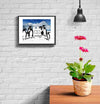 stinky dog with penguins wall art example
