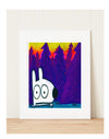 Matted Art Print | Stinky Dog In The Woods - Pink Sky