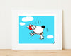 Matted Art Print | Stinky Dog Sky Diving