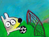 stinky dog playing soccer