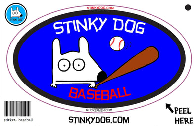 Stinky Baseball-sticker-Stinky Dog