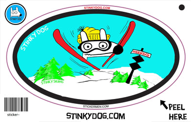Stinky Skiing-sticker-Stinky Dog