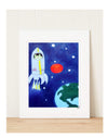 Matted Art Print | Stinky Dog In Outer Space