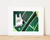 Matted Art Print | Stinky Dog Tennis