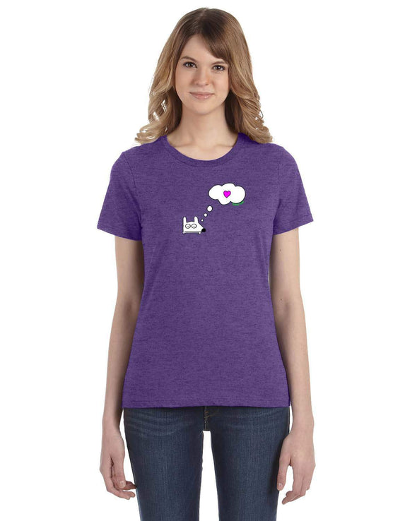 Stinky Dog women's t-shirt-Thinking of Hearts T-Shirt