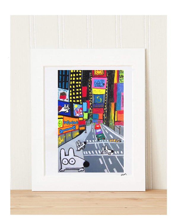 Matted Art Print | Stinky Dog In Times Square